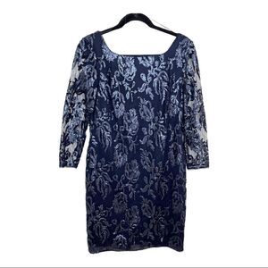 Adriana Papell Sequin Long Sleeve Mini Dress